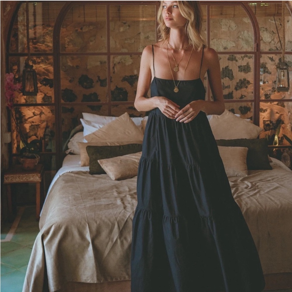 Aura the Label Black Tiered Maxi Dress